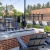 a patio with chairs and a table