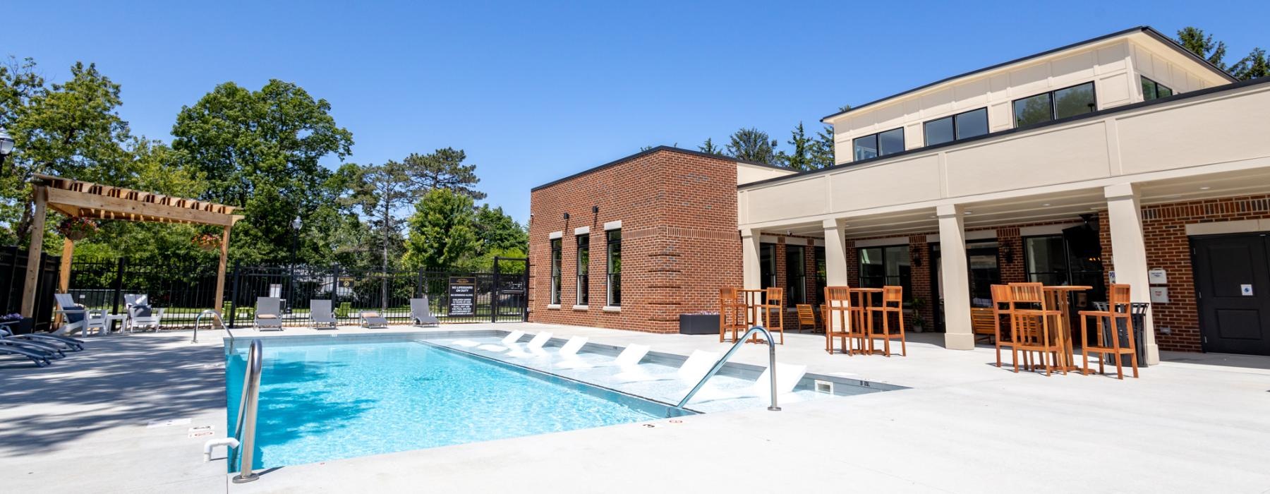 a swimming pool in a backyard