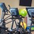 a group of exercise equipment